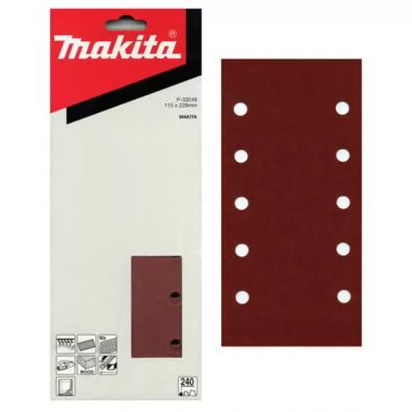 Papír brusný suchý zip 115x229mm 10 děr K60, 10ks Makita P-33180