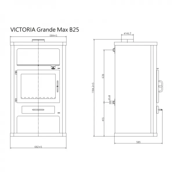 Krbová kamna s výměníkem VICTORIA GRANDE MAX B25