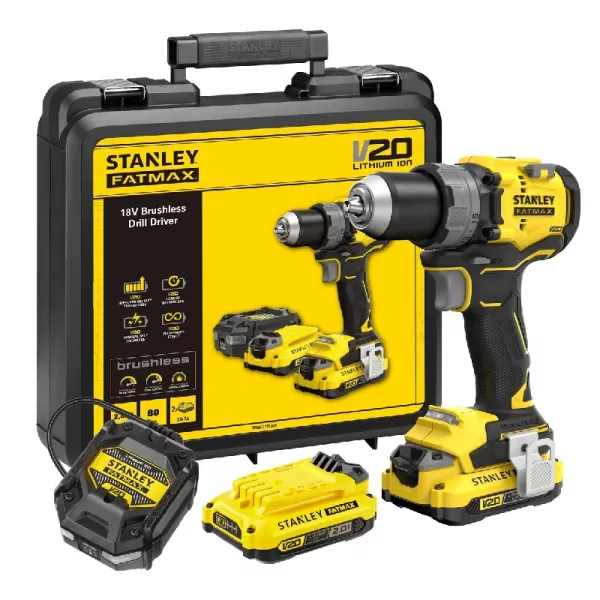 Aku bezuhlíková vrtačka V20 18V 2x2,0Ah Stanley FatMax SFMCD725D2K