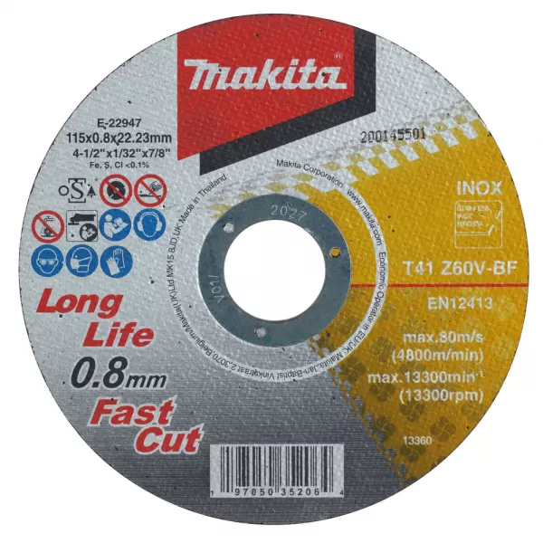 Kotouč řezný nerez 115x0.8x22.23mm Makita E-22947