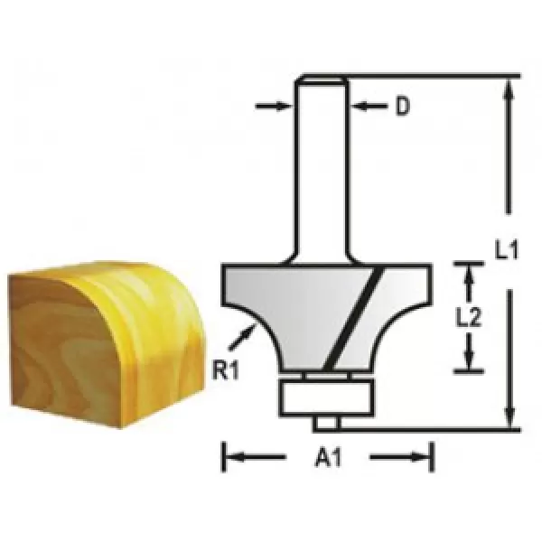 Zaoblovací fréza s ložiskem stopka 8 mm,17,3x8x51 mm R 2,3mm Makita D-48343