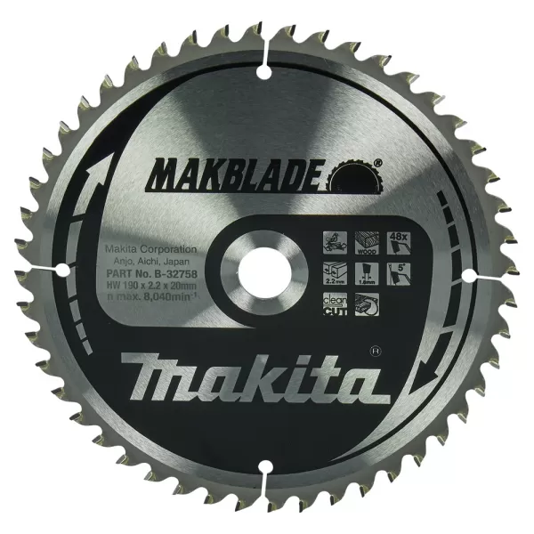 Kotouč pilový dřevo MAKBLADE 190x2.2x20mm 48Z Makita B-32758