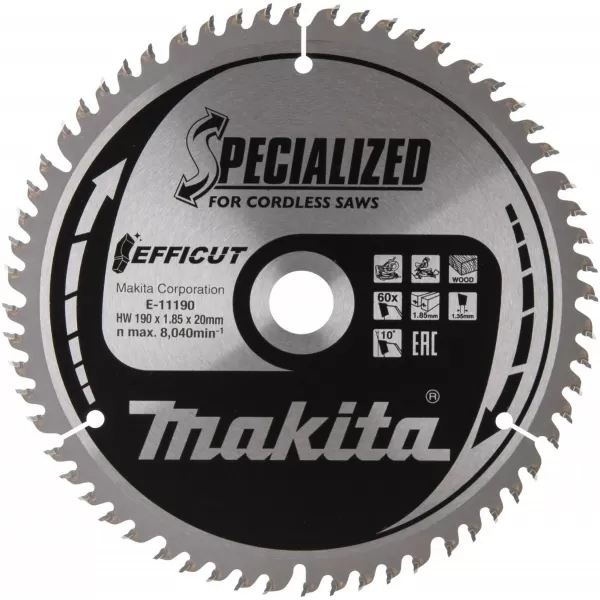 Kotouč pilový dřevo Efficut 190x1.85x20mm 60Z Makita E-11190