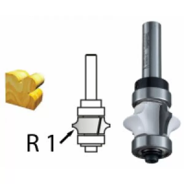 Profilová fréza s ložiskem stopka 8 mm,25,4x13x61,2 mm Makita D-48826