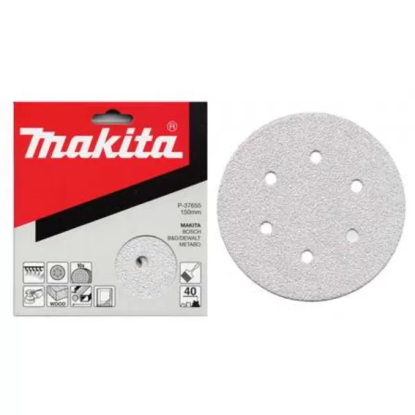 Papír brusný suchý zip 150mm 6 děr K320, 10ks Makita P-37720