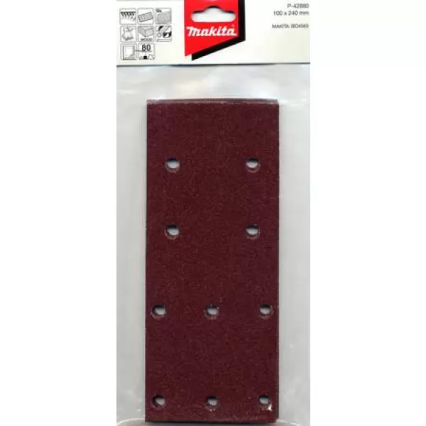 Brúsny papier na suchý zips 100x240mm 10 otvorov K60, 10 ks Makita P-42874
