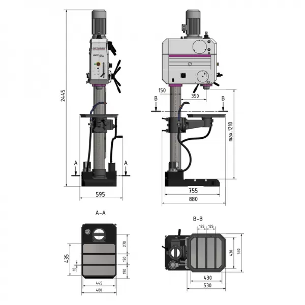 Stĺpová prevodová vŕtačka OPTIdrill DH 45 V Optimum 3034262