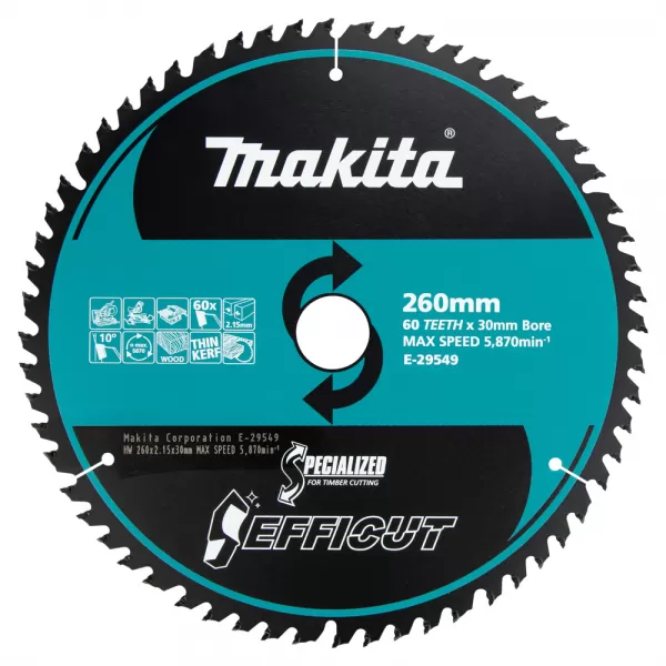 Kotúč pílový drevo Efficut 260x2.15x30mm 60Z Makita E-29549