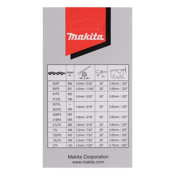 Řetěz pilový 45cm 1.1mm 0.325" .043" 70čl Makita 191X04-8
