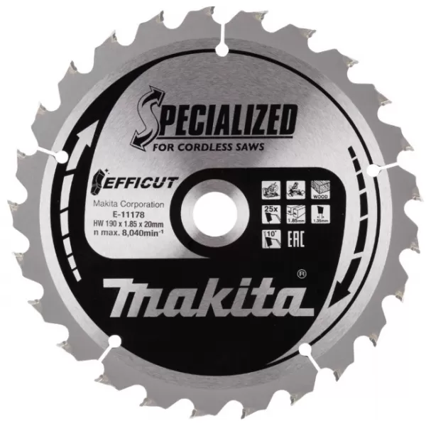 Kotouč pilový dřevo Efficut 190x1.85x20mm 25Z Makita E-11178