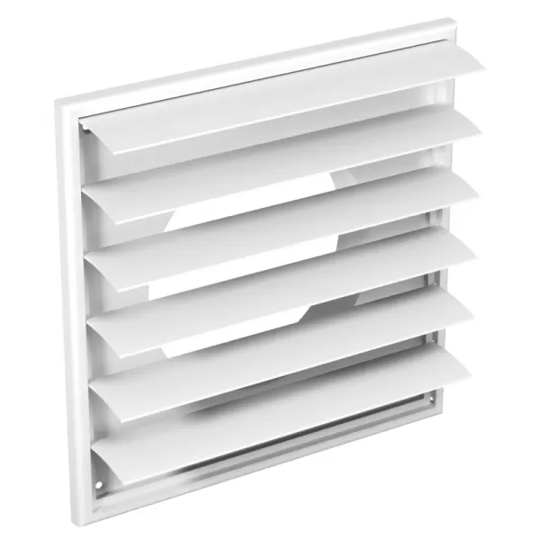 PVC větrací mřížka s přírubou a samotížnou žaluzií, 250x250 mm / Ø 200 mm, bílá DALAP 3250