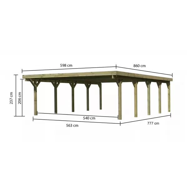 Carport KARIBU CLASSIC 3A 61978 ocelové střešní plechy LG3366