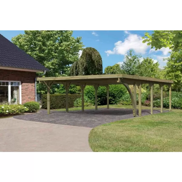 Carport KARIBU CLASSIC 3B 61979 ocelové střešní plechy LG3367