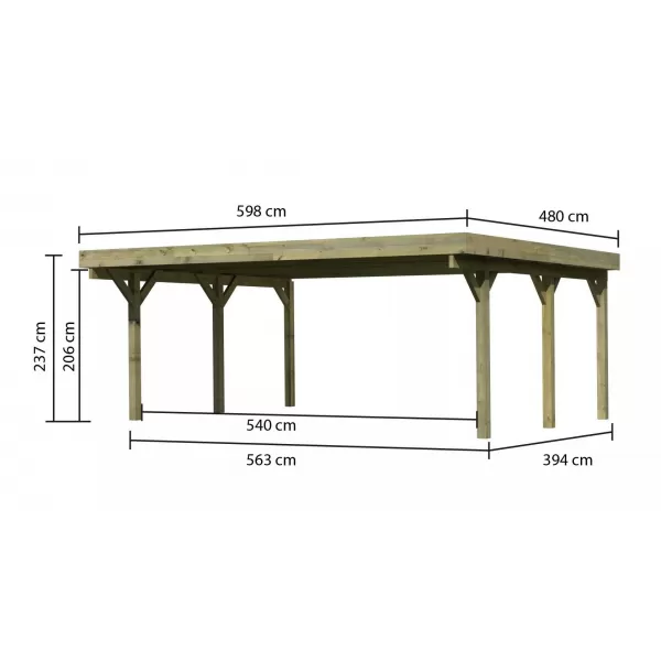 Carport KARIBU CLASSIC 1A 61588 ocelové střešní plechy LG3360