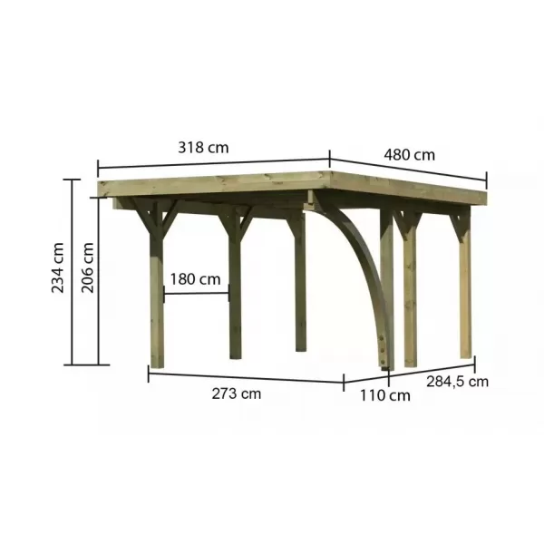 Carport KARIBU CLASSIC 1B 61950 ocelové střešní plechy LG3352