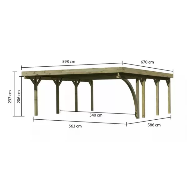 Carport KARIBU CLASSIC 2B 61976 ocelové střešní plechy LG3364