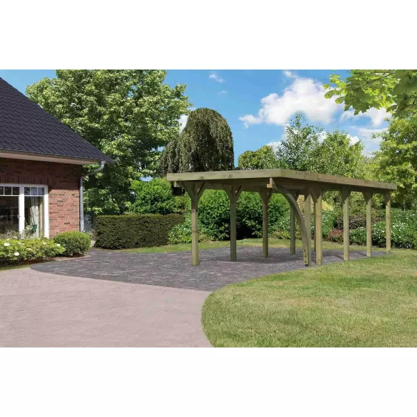 Carport KARIBU CLASSIC 3B 61971 ocelové střešní plechy LG3358
