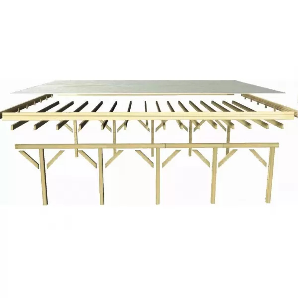 Carport KARIBU CLASSIC 2A 61975 ocelové střešní plechy LG3363