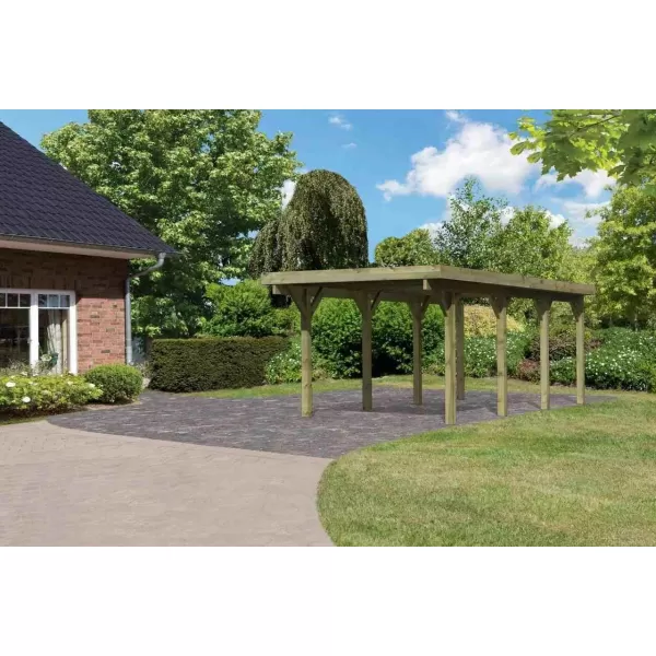 Carport KARIBU CLASSIC 2A 61967 ocelové střešní plechy LG3354