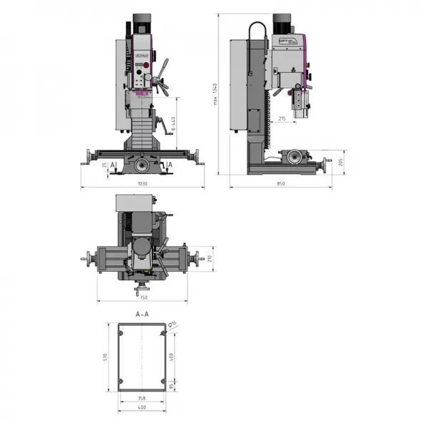 Vrtačko-frézka OPTImill MH 35 G Optimum 3338166