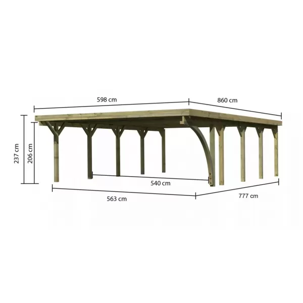 Carport KARIBU CLASSIC 3B 61979 ocelové střešní plechy LG3367
