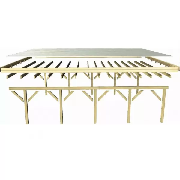 Carport KARIBU CLASSIC 2A 61967 ocelové střešní plechy LG3354