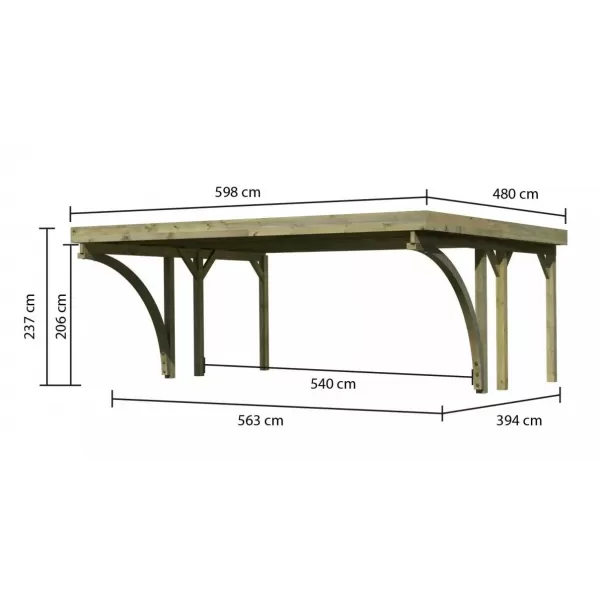 Carport KARIBU CLASSIC 1C 61974 ocelové střešní plechy LG3362
