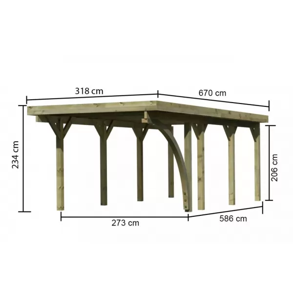 Carport KARIBU CLASSIC 2B 61968 ocelové střešní plechy LG3355