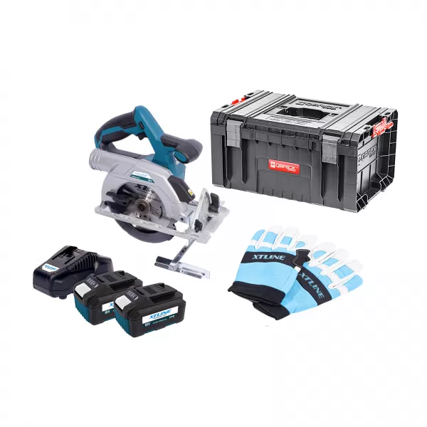 Aku kotoučová pila bezuhlíková 165 mm 18V 2x5,0 Ah + nabíječka + box XTline XT102845-2B5B