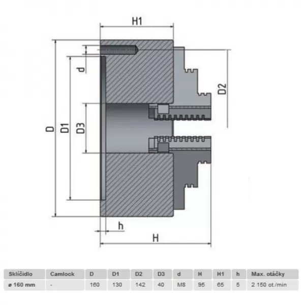 4-čeľusťové skľučovadlo s centrickým upínacím priemerom 160 mm OPTIMUM 3442816