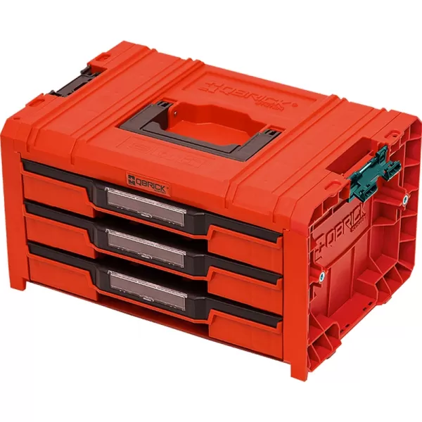 Box s organizérem QBRICK PRO Drawer 3 Toolbox 2.0 Expert RED Ultra HD Custom 450x310x244 mm P90708