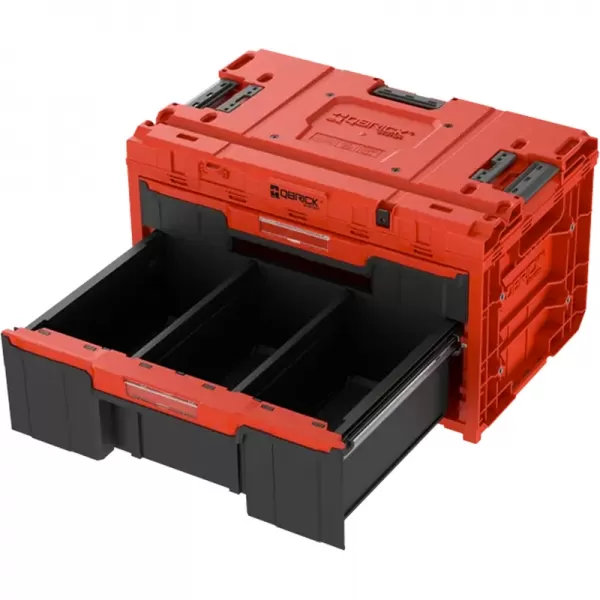 Box plastový s organizérem plastový QBRICK ONE Drawer 2 Plus Toolbox 2.0 Red Ultra HD, 2 zásuvky 587x380x340 mm P90720