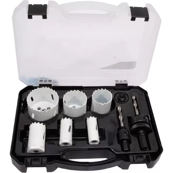 Sada vykružovacích bimetalových korunek 9 dílů 19-57 mm, plastový box XTline M24750P