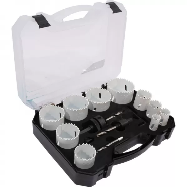 Sada 14-dielnych 19-64 mm ryhovacích bimetalových koruniek, plastový box XTline M24751P