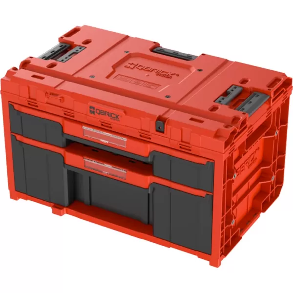 Box plastový s organizérem plastový QBRICK ONE Drawer 2 Plus Toolbox 2.0 Red Ultra HD, 2 zásuvky 587x380x340 mm P90720