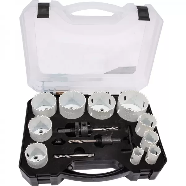 Sada 14-dielnych 19-64 mm ryhovacích bimetalových koruniek, plastový box XTline M24751P