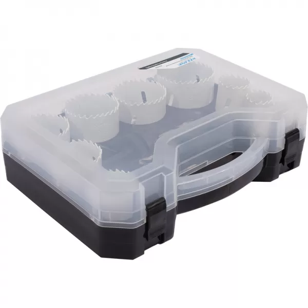 Sada 14-dielnych 19-64 mm ryhovacích bimetalových koruniek, plastový box XTline M24751P