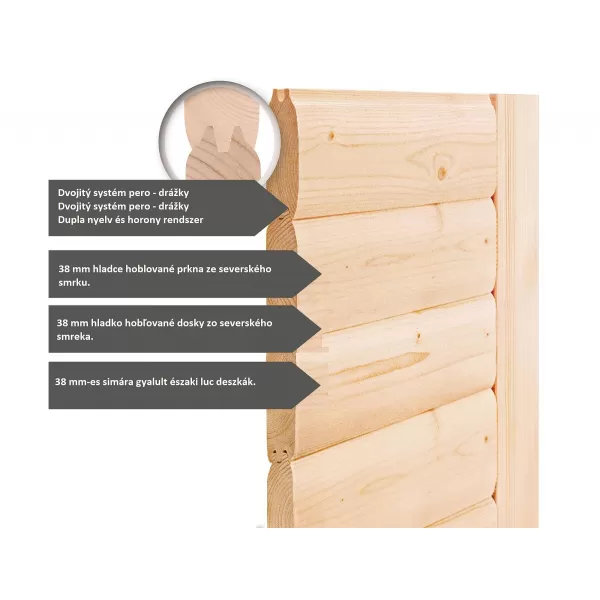 Finská sauna KARIBU BOSS 1 (35245) s předsíní terragrau LG3775