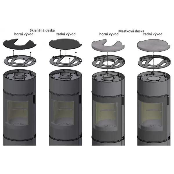 Krbová kamna skleněná dvířka, dubová klička černá SCAN 84-3 MODERN MAXI bílý lak