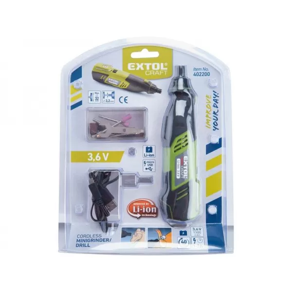 Aku přímá mini bruska 3,6V EXTOL CRAFT 402200