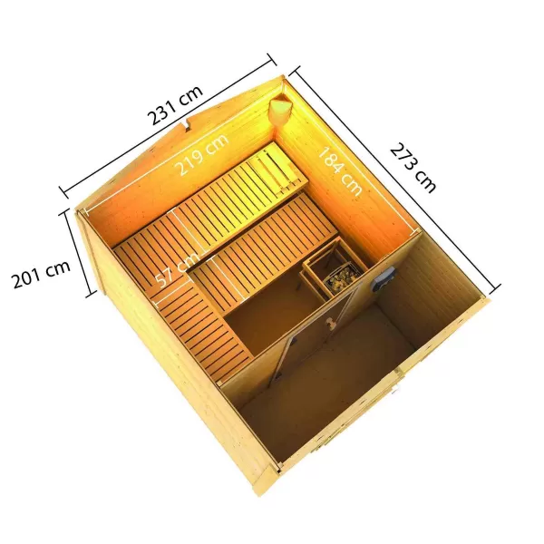 Finská sauna KARIBU BOSS 1 (87488) s předsíní terragrau LG4003