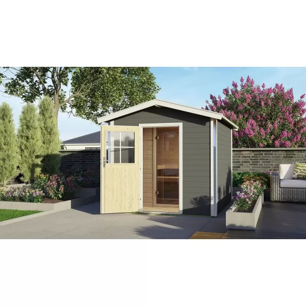 Finská sauna KARIBU BOSS 1 (87488) s předsíní terragrau LG4003