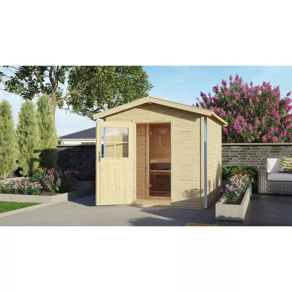 Finská sauna KARIBU BOSS 1 (87367) s předsíní natur LG4001