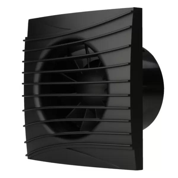 Axiálny kúpeľňový ventilátor v čiernej farbe O 100 mm so spätným ventilom DALAP 41095