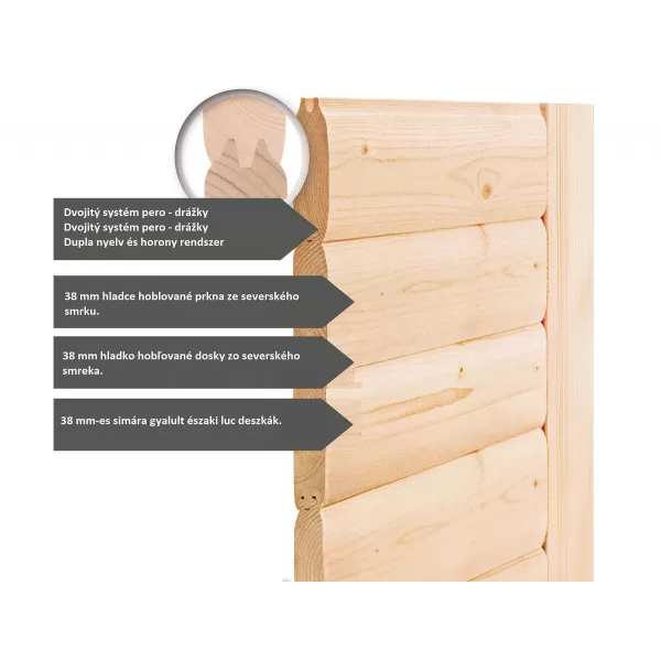 Finská sauna KARIBU HYTTI 3 (93863) natur LG4146