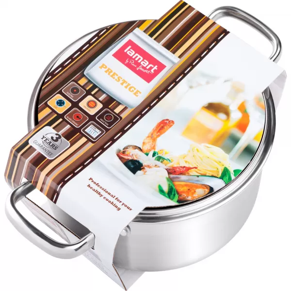 Hrnec s poklicí 20cm stříbrná Prestige LAMART LTSS2011