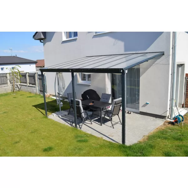 Hliníková pergola LANITPLAST WALL 33 FSX antracit + čirý PC LG4304