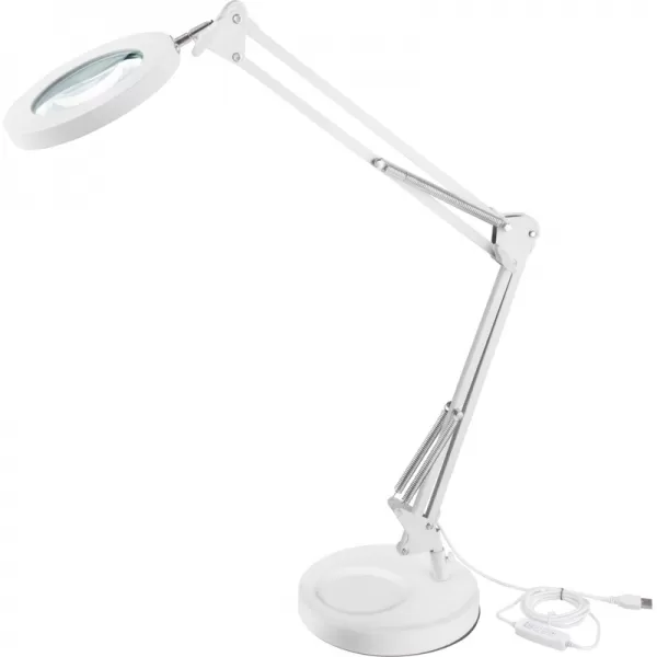 Lampa stolní s lupou, USB napájení, bílá, 2400lm, 3 barvy světla, 5x zvětšení EXTOL LIGHT 43161