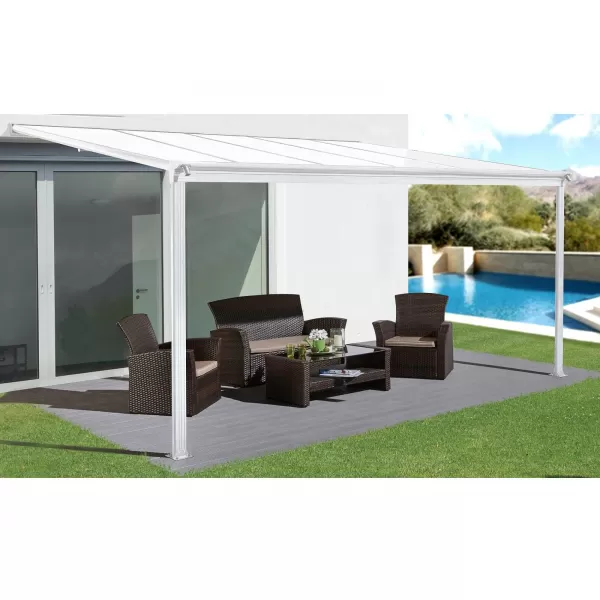 Hliníková pergola LANITPLAST WALL 33 FSX bílá + čirý PC LG4311