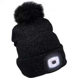 Čiapka na hlavu sivá/glitrová s brmbolcom EXTOL LIGHT 43196